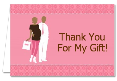 Silhouette Couple African American It's a Girl - Baby Shower Thank You Cards