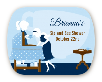 Sip and See It's a Boy - Personalized Baby Shower Rounded Corner Stickers