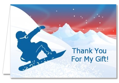 Snowboard - Birthday Party Thank You Cards