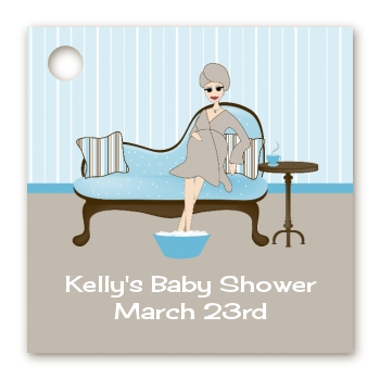 Spa Mom Blue - Personalized Baby Shower Card Stock Favor Tags