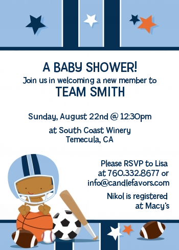 Sports Baby African American - Baby Shower Invitations