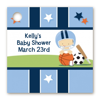 Sports Baby Caucasian - Personalized Baby Shower Card Stock Favor Tags