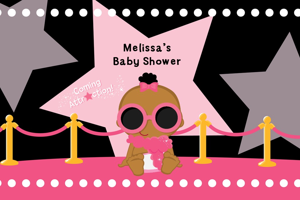  A Star Is Born!® Hollywood Black|Pink - Personalized Baby Shower Placemats Brown Hair