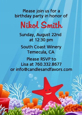 Starfish - Birthday Party Invitations