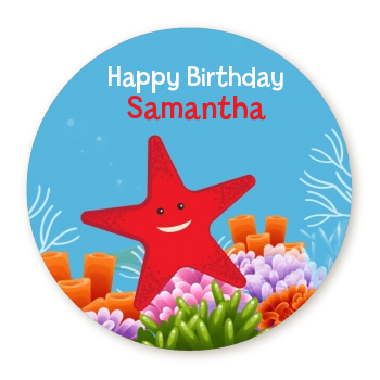  Starfish - Round Personalized Birthday Party Sticker Labels 