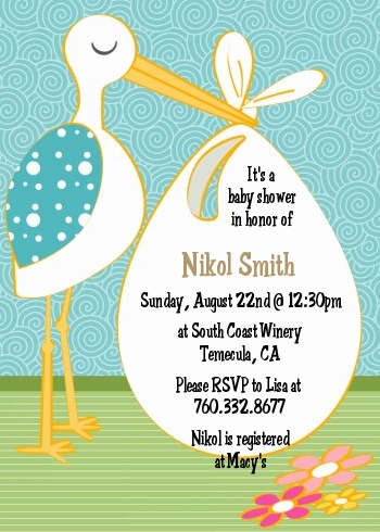  Stork Neutral - Baby Shower Invitations Neutral