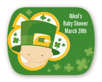 St. Patrick's Baby Shamrock - Personalized Baby Shower Rounded Corner Stickers