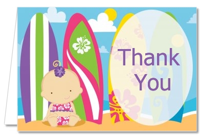 Surf Girl - Baby Shower Thank You Cards