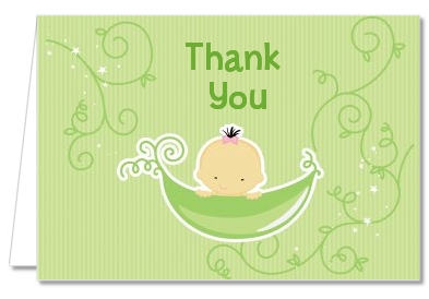 Sweet Pea Asian Girl - Baby Shower Thank You Cards