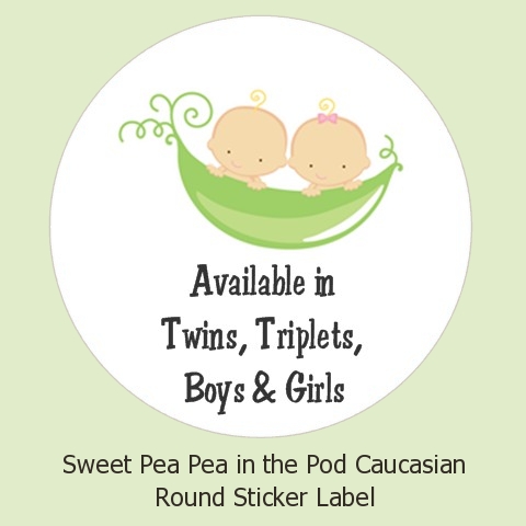 Personalized Stickers on Sweet Pea Caucasian   Round Personalized Baby Shower Sticker Labels