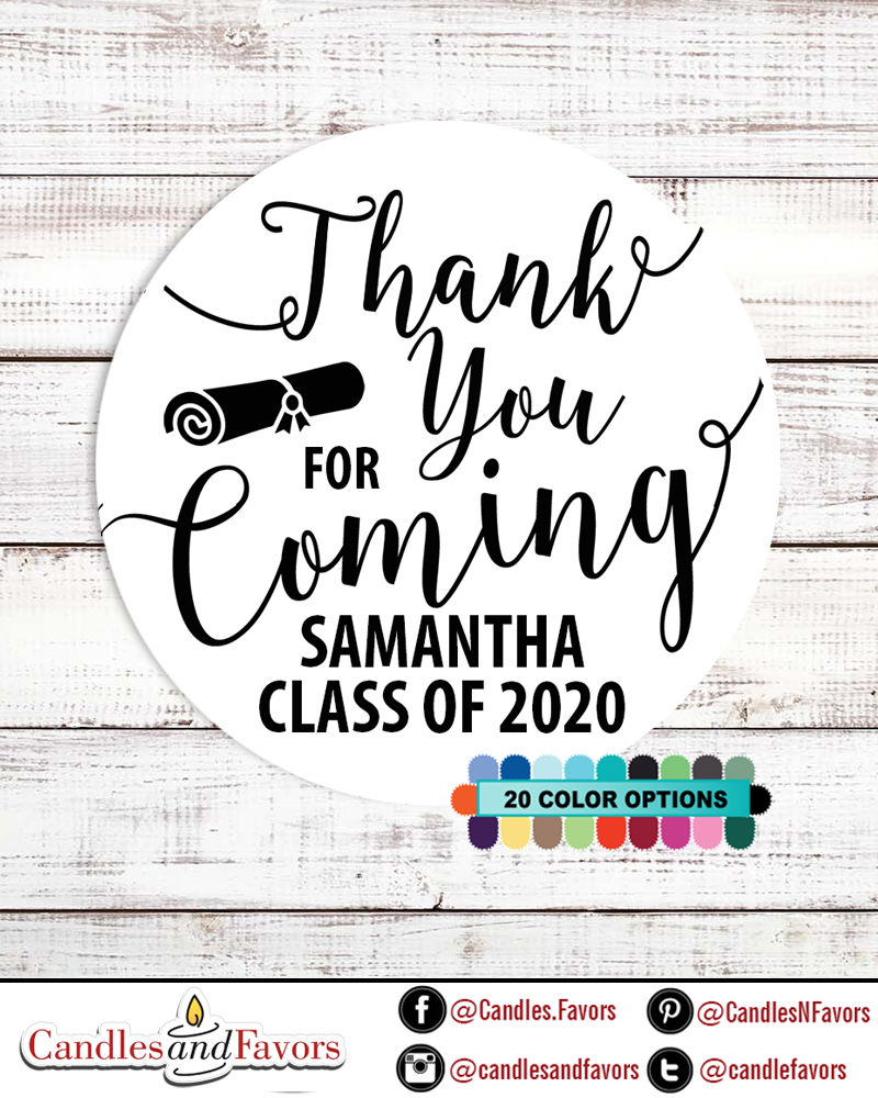  Thank You For Coming - Round Personalized Graduation Party Sticker Labels 