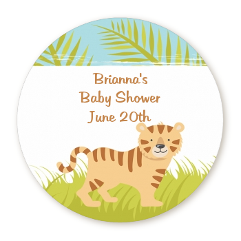  Tiger - Round Personalized Baby Shower Sticker Labels 