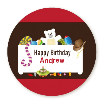  Toy Chest - Round Personalized Birthday Party Sticker Labels 