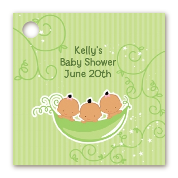  Triplets Three Peas in a Pod Hispanic - Personalized Baby Shower Card Stock Favor Tags Three Boys