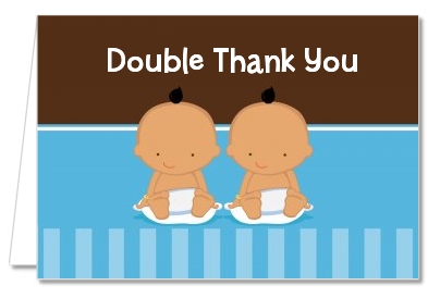 Twin Baby Boys Hispanic - Baby Shower Thank You Cards