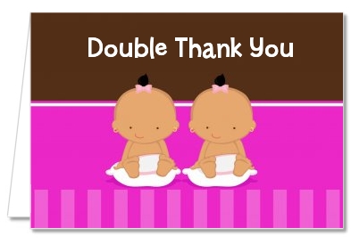 Twin Baby Girls Hispanic - Baby Shower Thank You Cards