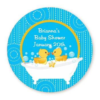  Twin Duck - Round Personalized Baby Shower Sticker Labels 