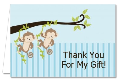 Twin Monkey Boys - Baby Shower Thank You Cards