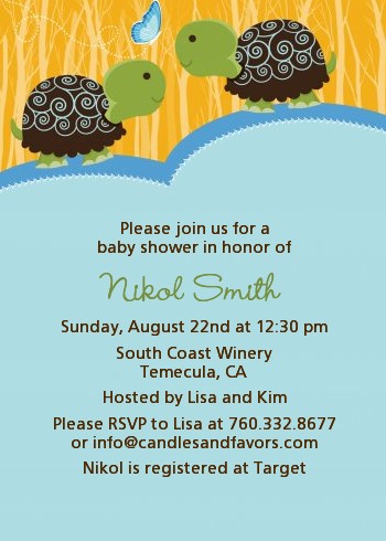 Twin Turtle Boys - Baby Shower Invitations