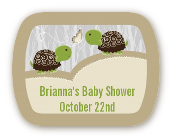 Twin Turtles - Personalized Baby Shower Rounded Corner Stickers