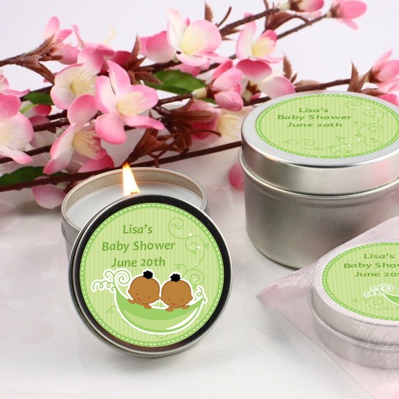Twins Two Peas in a Pod African American Two Boys Baby Shower Candle