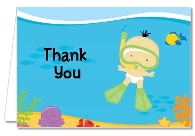Under the Sea Asian Baby Snorkeling - Baby Shower Thank You Cards