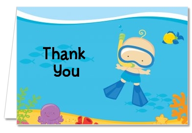 Under the Sea Baby Boy Snorkeling - Baby Shower Thank You Cards