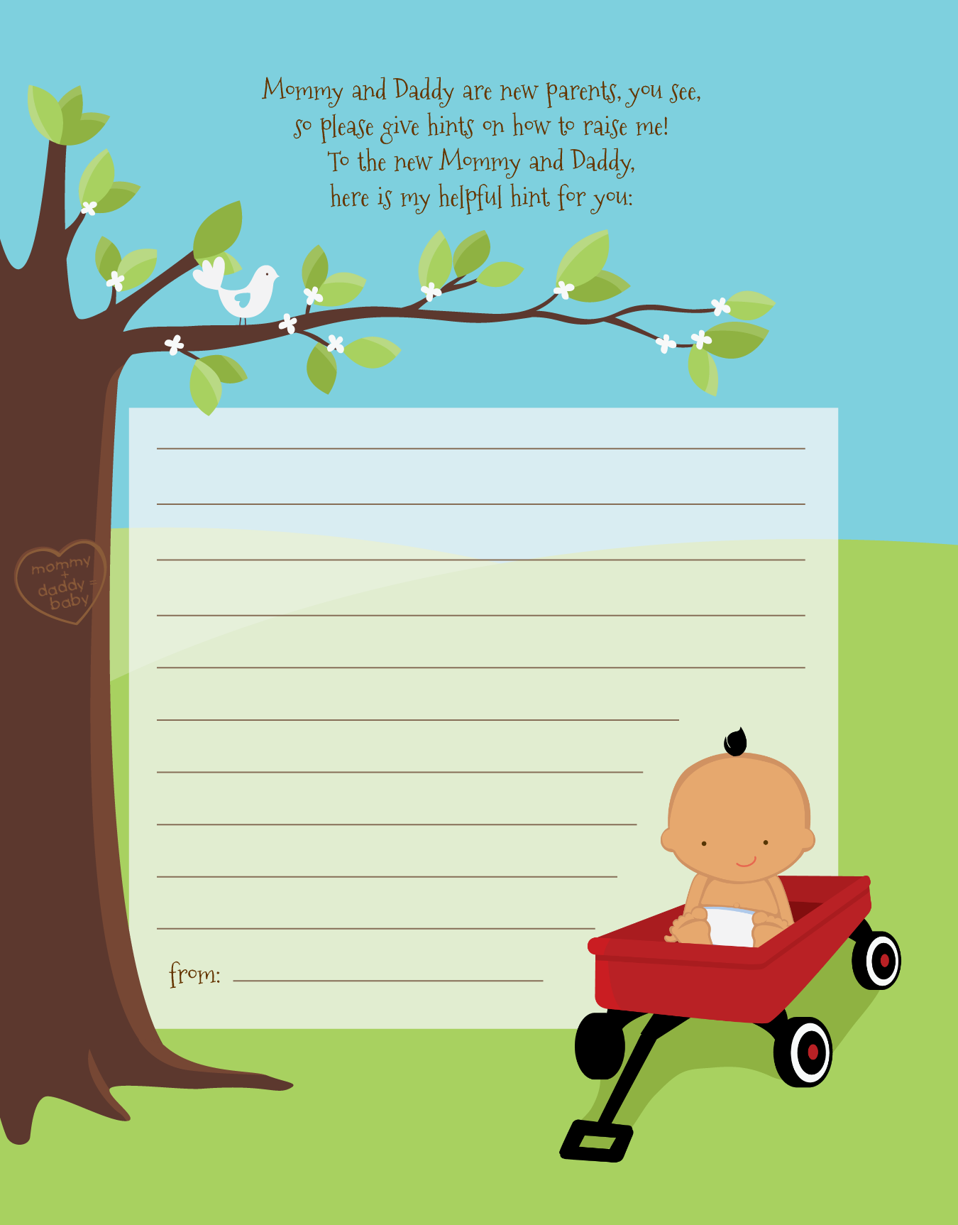  Little Red Wagon - Baby Shower Notes of Advice Caucasain