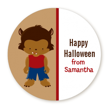  Werewolf - Round Personalized Halloween Sticker Labels 