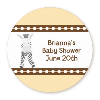  Zebra - Round Personalized Baby Shower Sticker Labels 