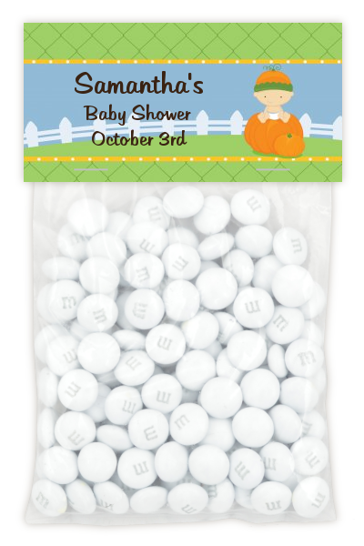 Pumpkin Baby Caucasian - Custom Baby Shower Treat Bag Topper