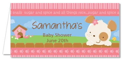 Puppy Dog Tails Girl - Personalized Baby Shower Place Cards