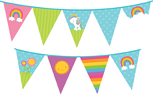 Rainbow Unicorn - Birthday Party Themed Pennant Set