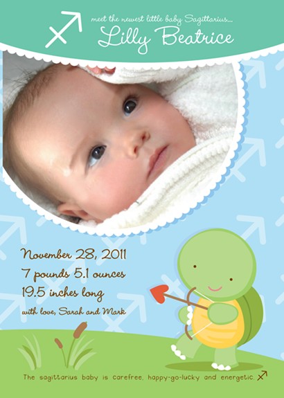 Turtle | Sagittarius Horoscope - Birth Announcement Photo Card