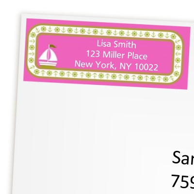 Sailboat Pink - Birthday Party Return Address Labels