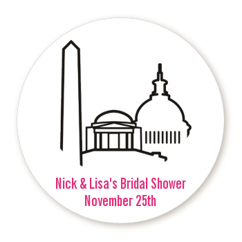  Washington DC Skyline - Round Personalized Bridal Shower Sticker Labels 