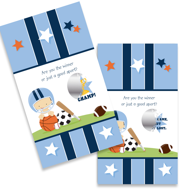 Sports Baby Caucasian Baby Shower Scratch Off Game Pack