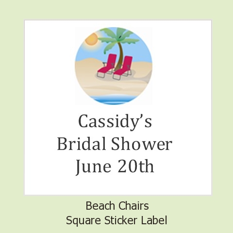 Beach Chairs on Beach Chairs   Square Personalized Bridal   Wedding Sticker Labels