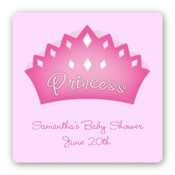 Princess Crown - Square Personalized Birthday Party Sticker Labels