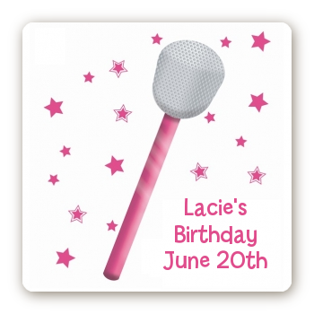 Microphone - Square Personalized Birthday Party Sticker Labels
