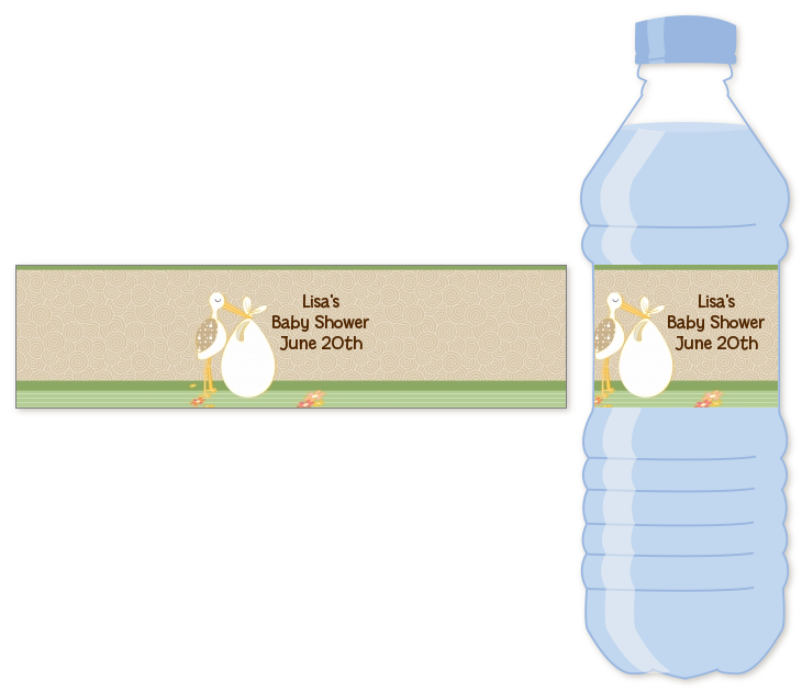 Stork Neutral Water Bottle Label  Baby Shower Water Bottle Stickers