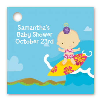 Surf Girl - Personalized Baby Shower Card Stock Favor Tags