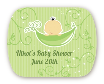 Sweet Pea Asian Boy - Personalized Baby Shower Rounded Corner Stickers