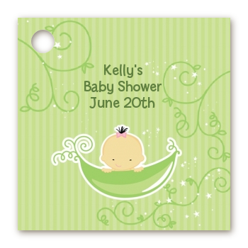 Sweet Pea Asian Girl - Personalized Baby Shower Card Stock Favor Tags