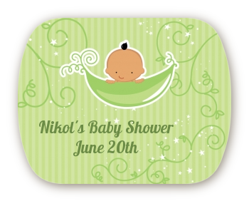 Sweet Pea Hispanic Boy - Personalized Baby Shower Rounded Corner Stickers