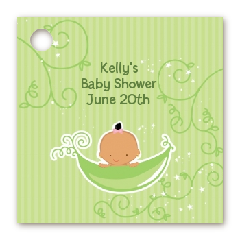 Sweet Pea Hispanic Girl - Personalized Baby Shower Card Stock Favor Tags