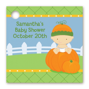 Pumpkin Baby Caucasian - Personalized Baby Shower Card Stock Favor Tags