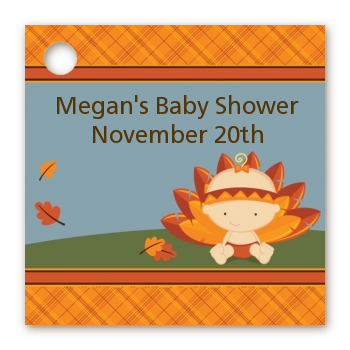 Little Turkey Girl - Personalized Baby Shower Card Stock Favor Tags