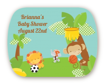 Team Safari - Personalized Baby Shower Rounded Corner Stickers