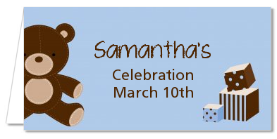 Teddy Bear Blue - Personalized Baby Shower Place Cards